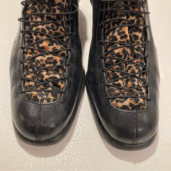 PROXY Sz 9.5 Leopard Print Elastic Top Square Heel Zipper Made In Spain Shoes - Picture 3 of 11